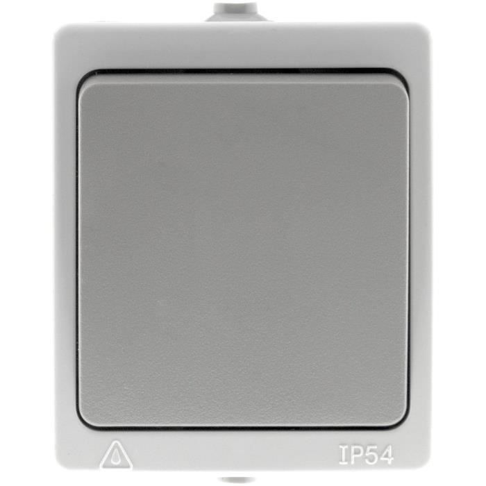 Va-et-vient simple Gris Clair IP54 - Akya