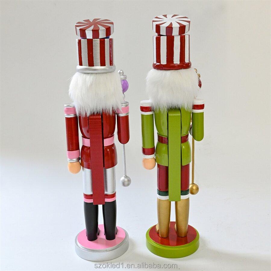 14. 9-inch Christmas Nutcracker Ornament, Wooden Nutcracker Figures King Soldier Nut Cracker Christmas Party Supplies Home Party Table Centerpiece