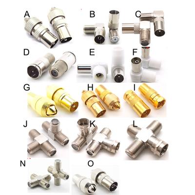 2 pezzi RF maschio femmina a TV maschio/femmina connettore adattatore coassiale 90 gradi angolo retto/dritto TV /F TV SAT F-TYPE