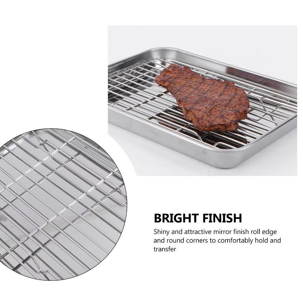 Stainless Steel Food Cooling Tray Removable Steaming Cooling Racks Draining Oil Pan Oven Use