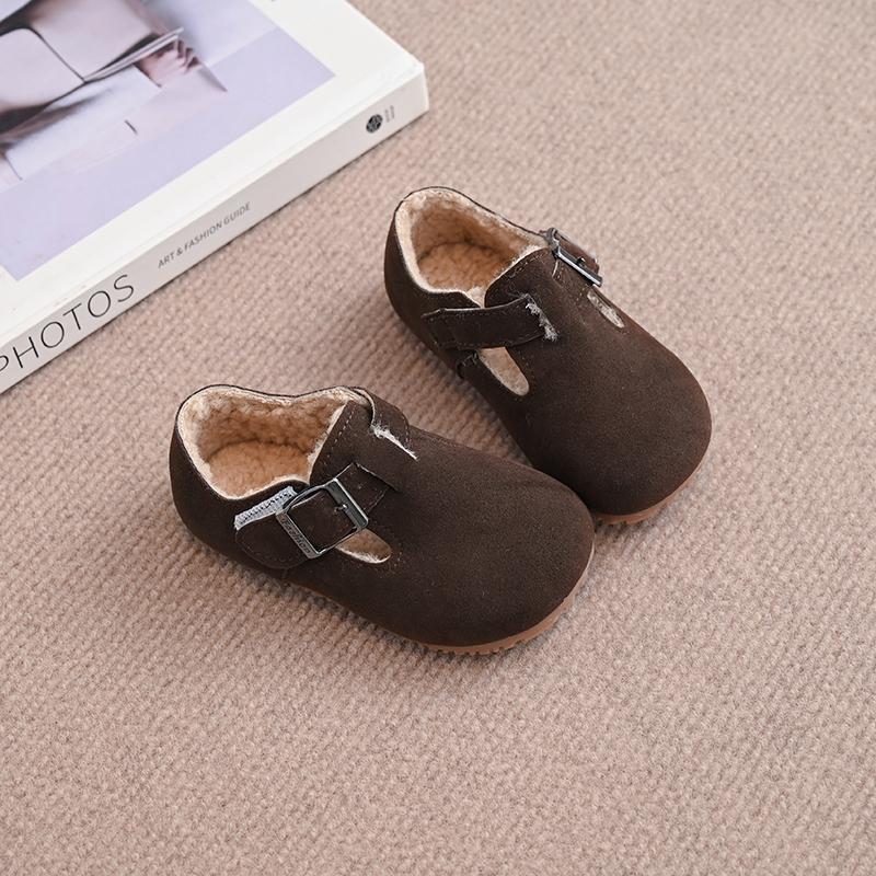 Chaussures en Cuir Peluche pour Enfants Garçons Filles Chaussures Décontractées Semelle Souple Enfants Hiver Chaud Chaussures Plates Anti-dérapantes Hiver 2024 Nouveau