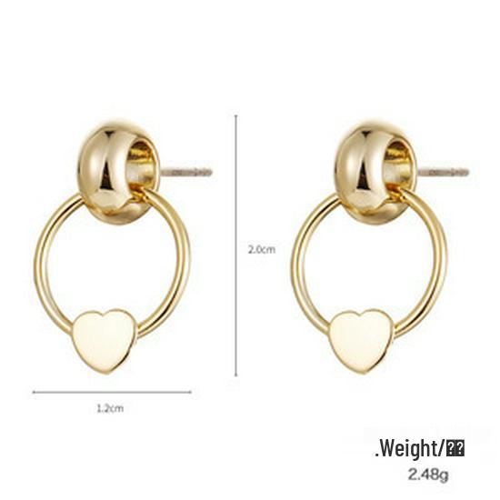 S925 Silver Needle Women's Heart & Round Stud Earrings - Cute Mini Ear Drops