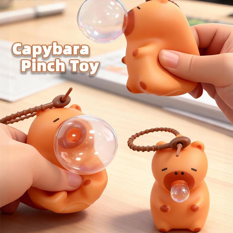 Capybara Pinch Toy Squeeze Blowing Bubble Funny Stress-Relieving Toys Decoration Backpack Keychains Fidget Toys