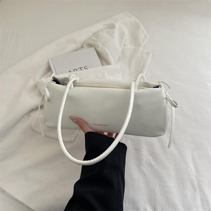 Vintage Solid Color Women Soft Pu Shoulder Bags Simple Ladies Underarm Bag Versatile Portable Female Pillow Handbags Purse