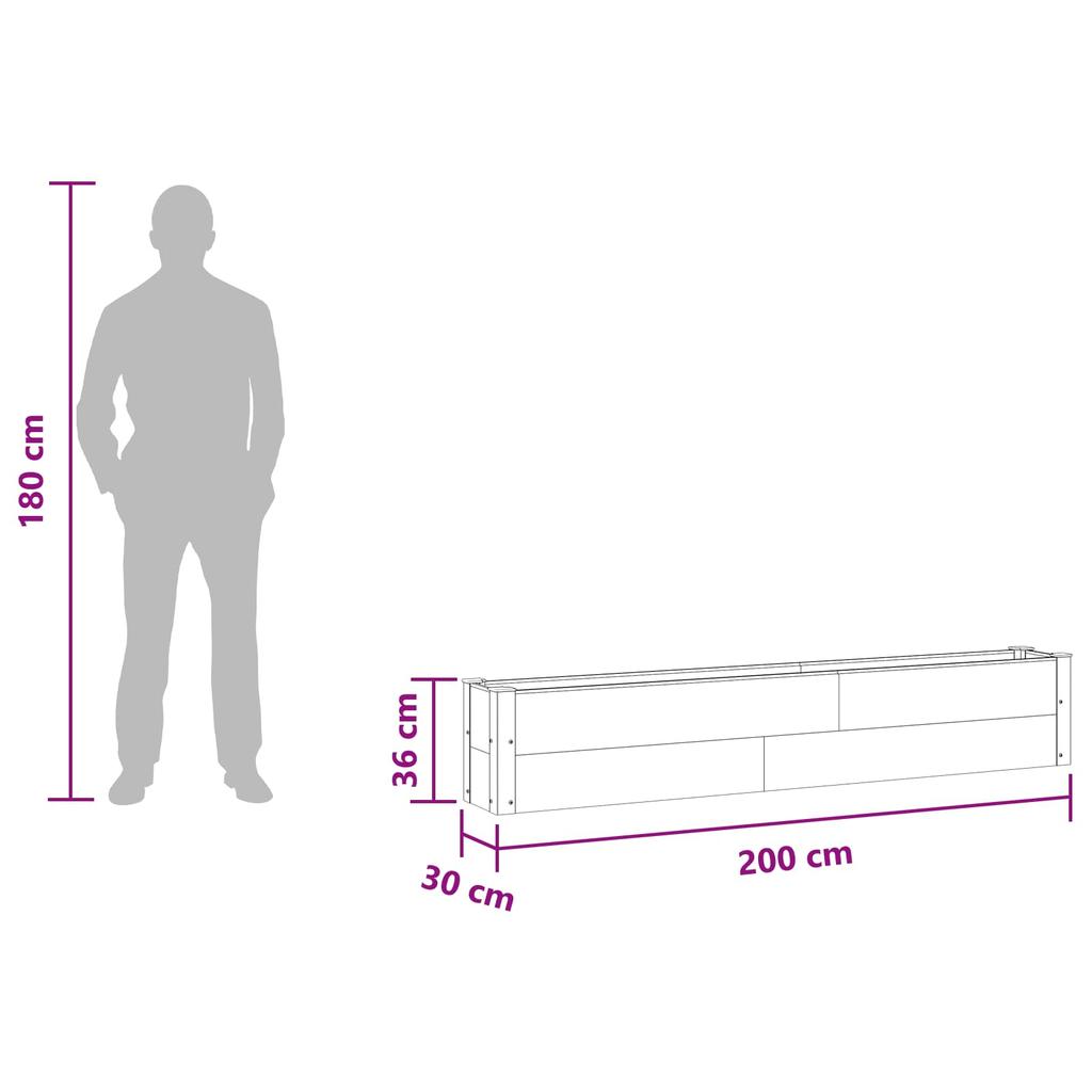 Raised Garden Bed Gray 200 X 30 X 36 Cm