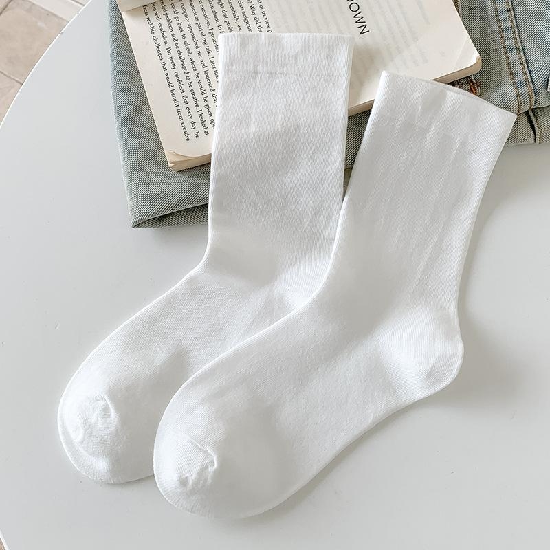 Socks Pure Cotton Stacking Socks Season Versatile Boneless Confinement Socks Sweat-Absorbing Deodorant Cotton Medium Tube Socks Women