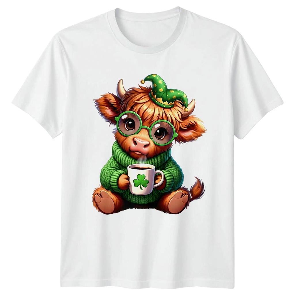 Adorable St Patricks Day Highland Cow Coffee TShirt Gift For Him And Her