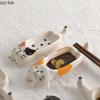 Cartoon-Katze Keramik-Saucenteller Soßenkännchen Gewürzschiene Dip-Schale Verkostungsteller Stäbchenhalter Gewürzschale Essigschalen