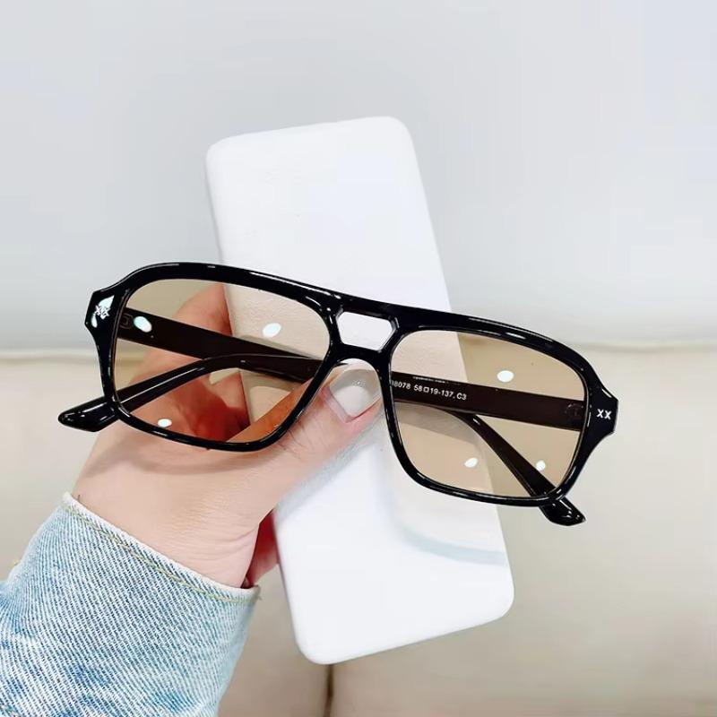 Vintage Casual Double Beam Square Candy Color Women's Fashion Sunglasses Summer Vacation Beach Accessories