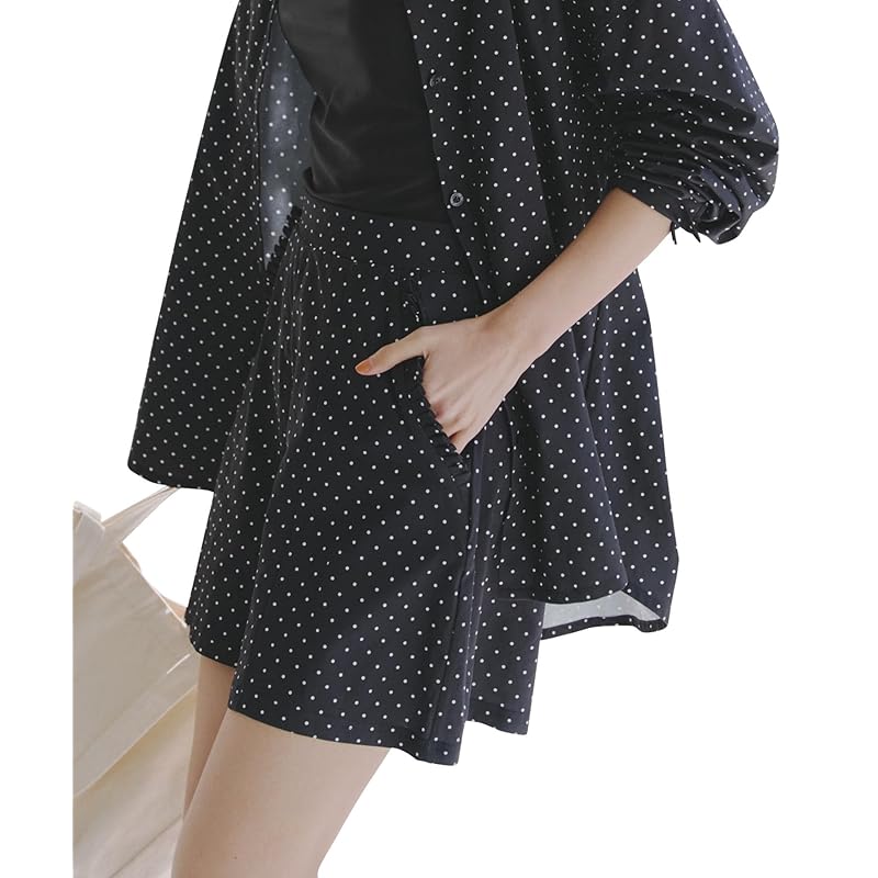 

[Kobe Lettuce][ rash guard ] ruffle pocket shorts UV protection UV cut pool sea swimsuit [S194] M dot black