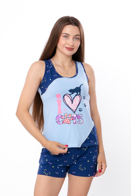 Women’s Pajama Set (Tank Top + Shorts) – Lightweight & Printed Cotton Knit Summer 8639-043-33 HC