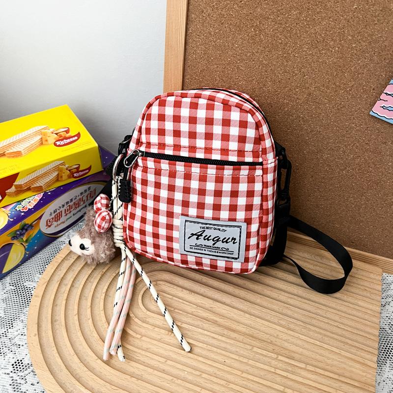 2025 New Mobile Phone Bag Trendy Messenger Women's Bag Student Korean Version Simple Plaid Small Satchel Mini Small Bag