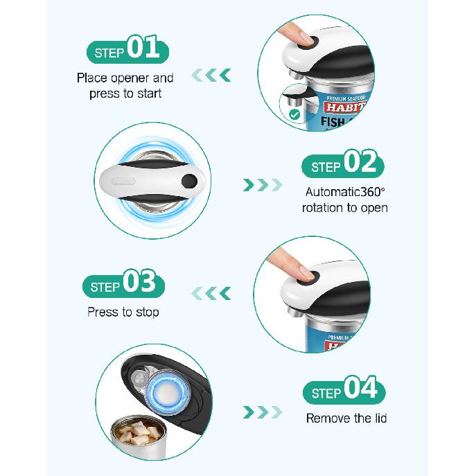Electric Can Opener Automatic Jar Opener Portable Rechargeable Kitchen Can Opener Hands‑Free One Touch Tin Can Opener for Home C 6