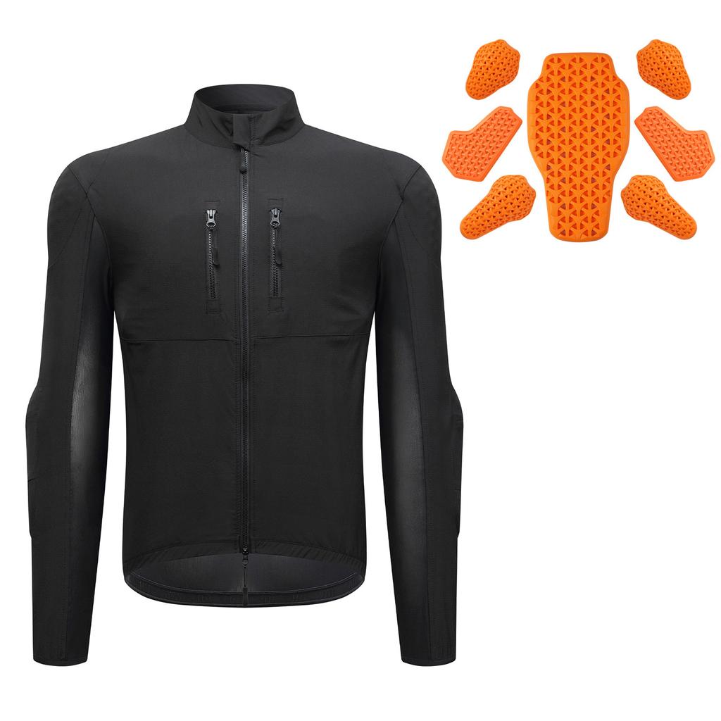 Men s Mesh Motorcycle Jacket Padded Motorcycle Shirt with Back Armor Summer Sport Motorbike Protective Gear Black EU L