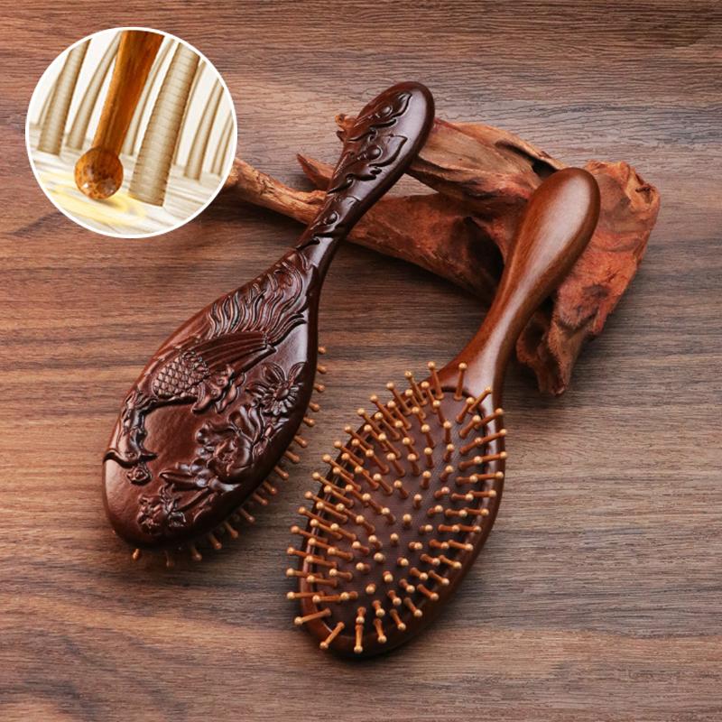 Sandalwood Air Bag Massage Comb Carving Hair Comb Professional Healthy Massage Brush High Quality Hairbrush