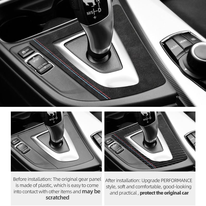 For BMW F30 F34 F32 F33 F36 3 4 Serie GT Made of Alcantara Center Console Gear Shifter Panel Trim Sticker Car Interior Accessory