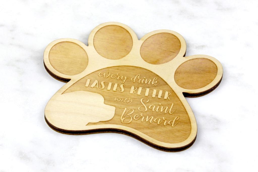 St. Bernard, Saint Bernard, Alpine Mastiff, Bernhardiner - Mug coaster, engraved coaster with dog, gift for dog lover by Art-Dog brand
