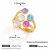Colorful Crystal Geometric Crystal Ring Stainless Steel Finger Ring New Open Ring  for Women