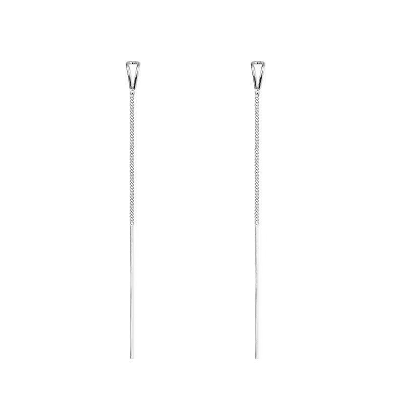 Silver Needle Two-Way Ear Chain Stud Earrings for Women - 2022 Trendy Korean Face-Slimming Design