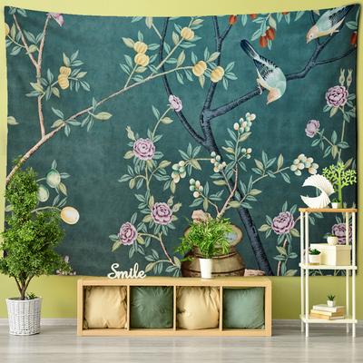 Letící pták květina olejomalba tapiserie nástěnná tapiserie bohémský styl hippie umění psychedelická tapiserie domácí dekorace