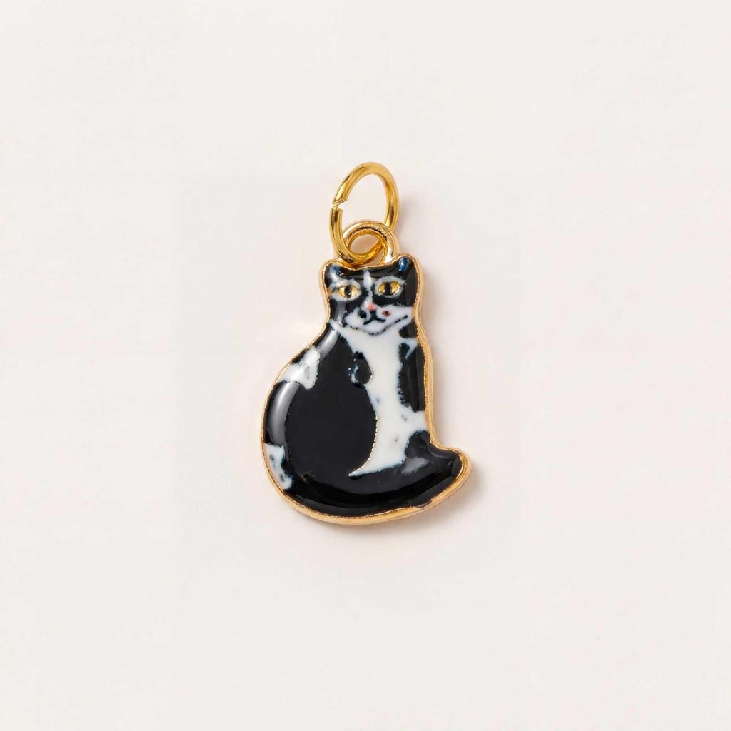 Stainless Steel Kitten Print Enamel Ceramic Pendant Necklace/Bracelet