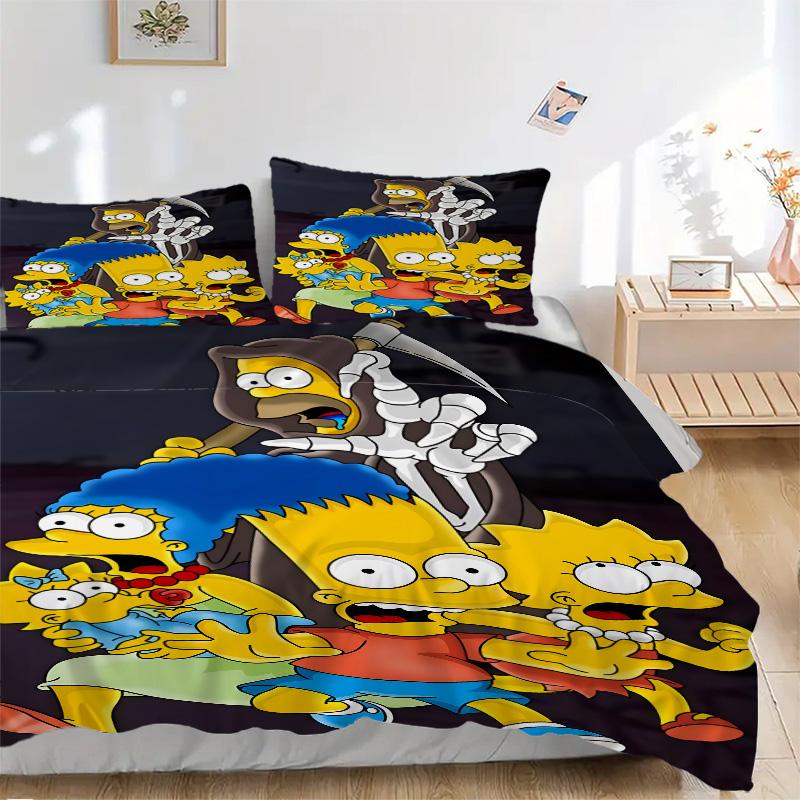 Simpsons Family Adventure Print 3Pcs Bedding Setduvet Cover With 2 Bedropillowcase Home Birthday Gift