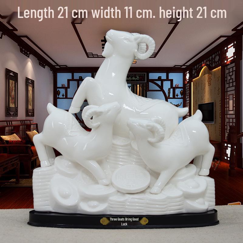 

Three Sheep Prosperity Figurine: Feng Shui Zodiac Ornament for Living Room Foyer