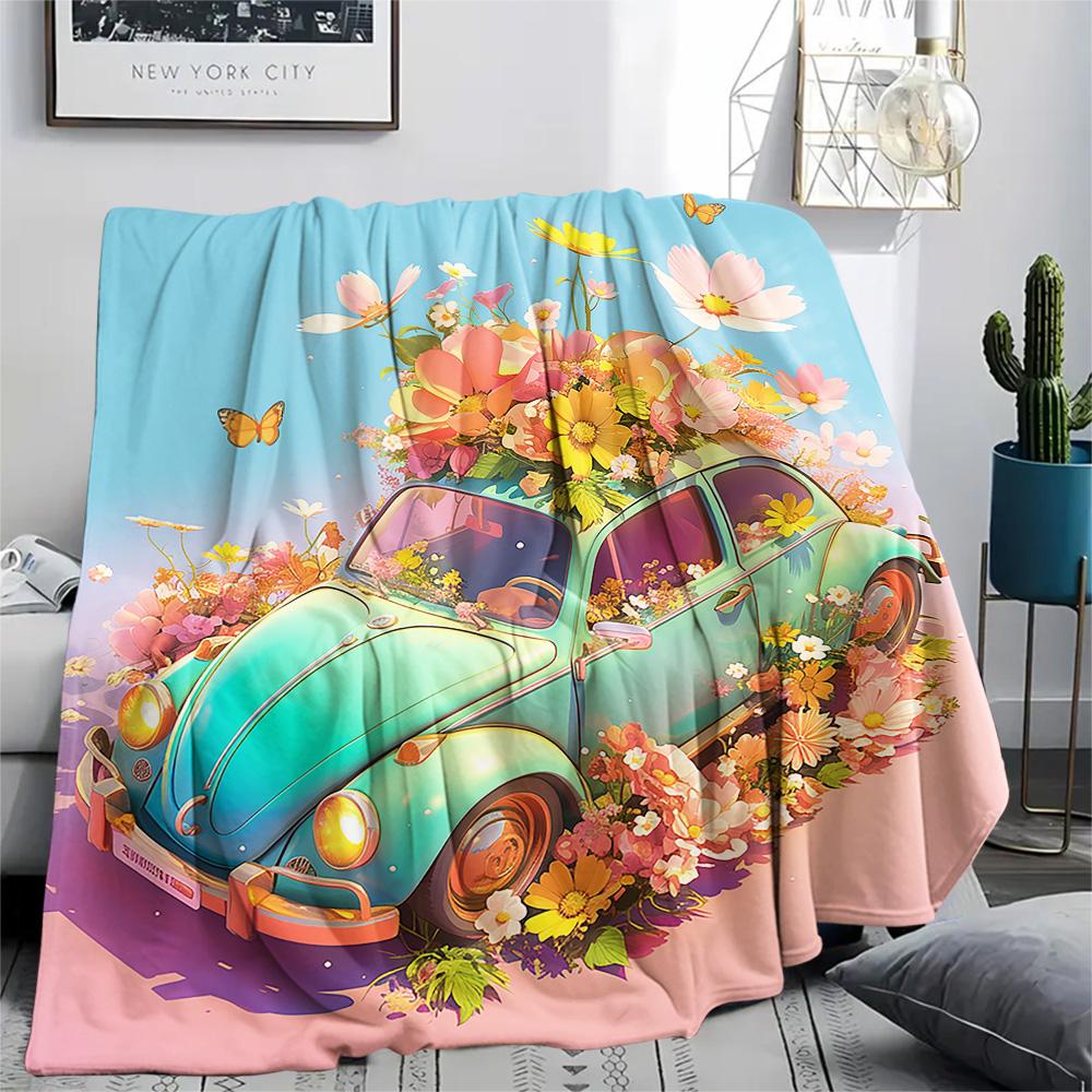 Car Print Flannel Blanket, High quality Comfortable for All Seasons, Home Decor, Warmth and Comfort, Perfect for Christmas Gifts