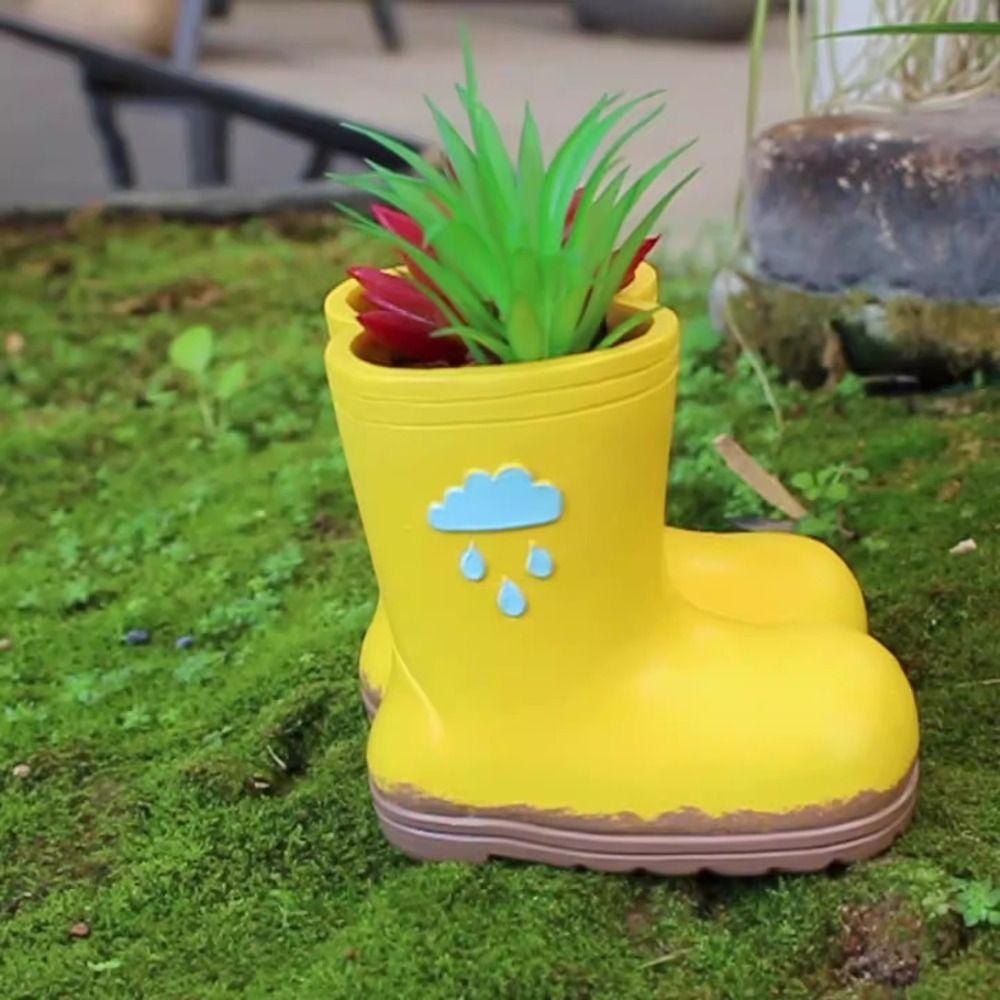 Funny Rain Boot Planter Decorative Hydroponic Flower Holder Flower Pot Landscaping Sculpture