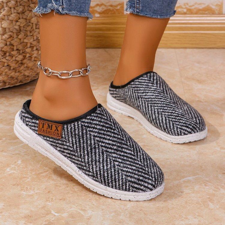 Mode Damen Frühling Herbst Neue Mode Runde Zehe Baotou Slipper Flache Sohle Leichte Damen Hausschuhe Lässige Baumwolle Indoor Halbe Pantoletten