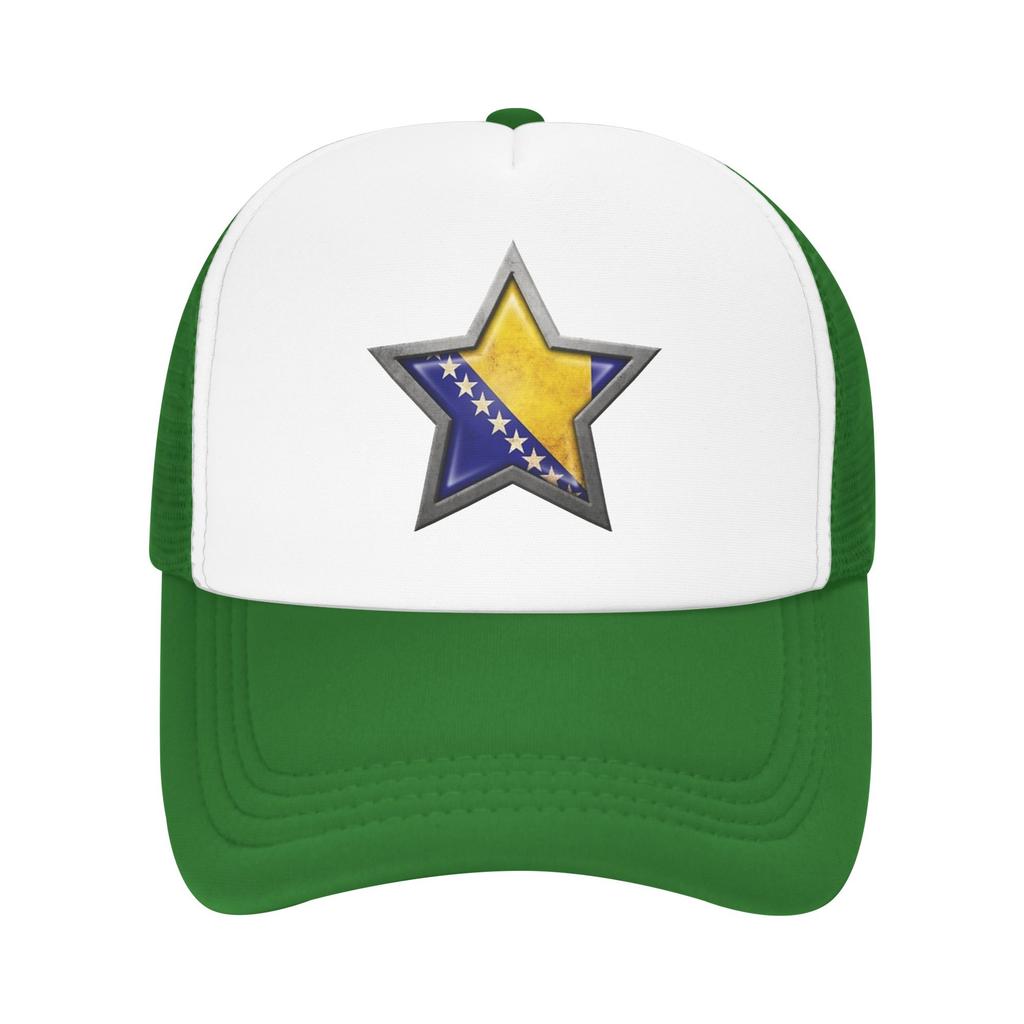 Bosnia and Herzegovina Flag Star Mesh Baseball Caps Unisex Fashion Sun Hat Hat Adjustable Summer Trucker Cap