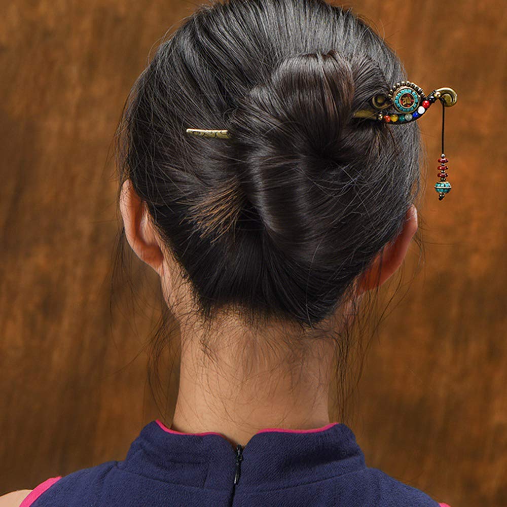 LeafIn Handmade Kanzashi Hair Ethnic Ethnic Style Hair Single Agate Head Power Japanese Clothing Cute Single Kanzashi Hairpin, Clip, Totem, Stick,