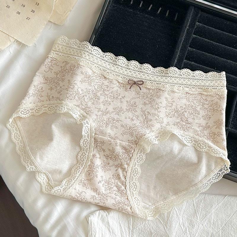 Fashion Summer Floral Pattern Mid Waist Sexy Underwear Comfortable Breathable Soft Skin Friendly Women's Cotton Triangle Panties
