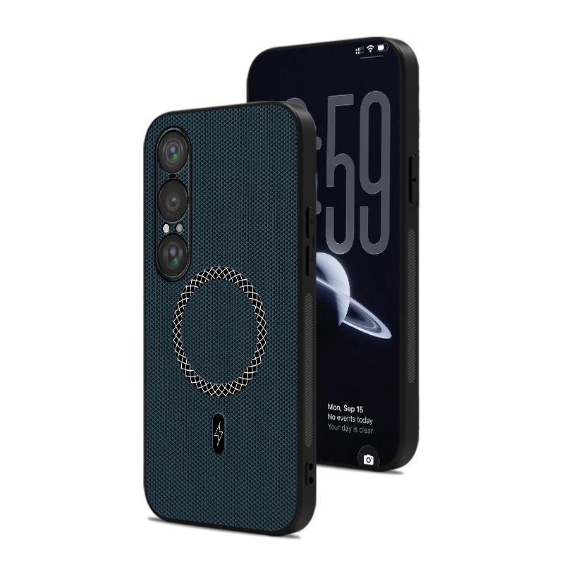 Magnetic Case For Sony Xperia 1 VIII Frosted Side Anti-slip Strips Skin-friendly PU Leather Cover Shockproof For Magsafe Funda