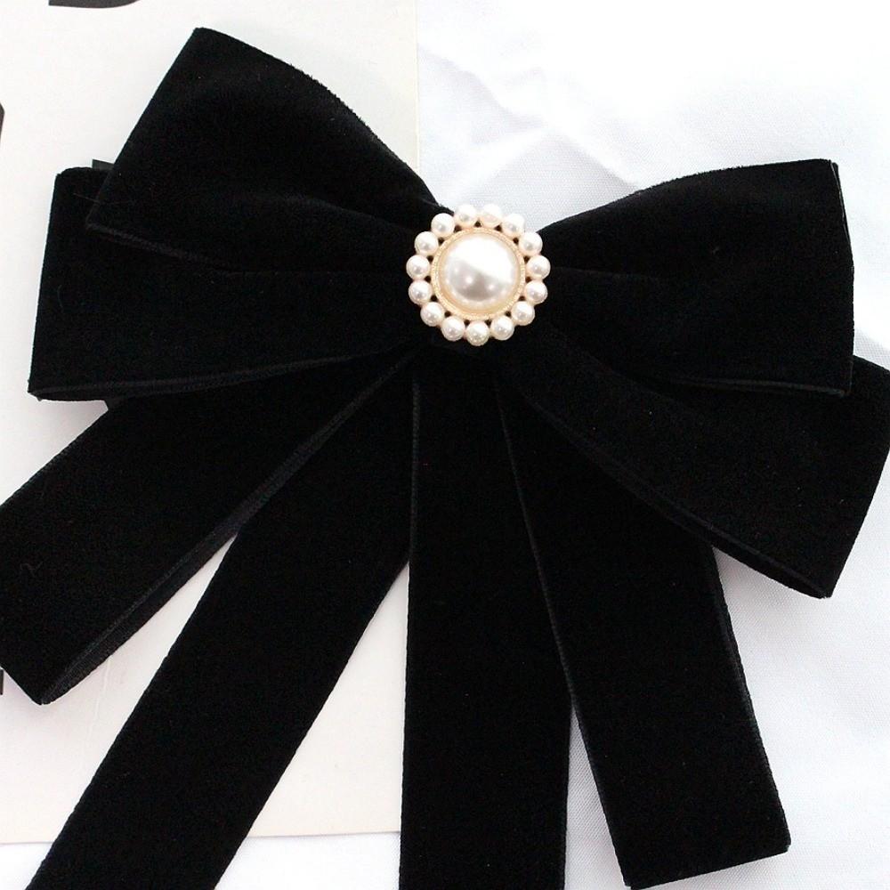 Rhinestones Black Ribbon Pin Velvet Ribbon Badge Brooch Simple Funerals Memorial Pin  Mourning