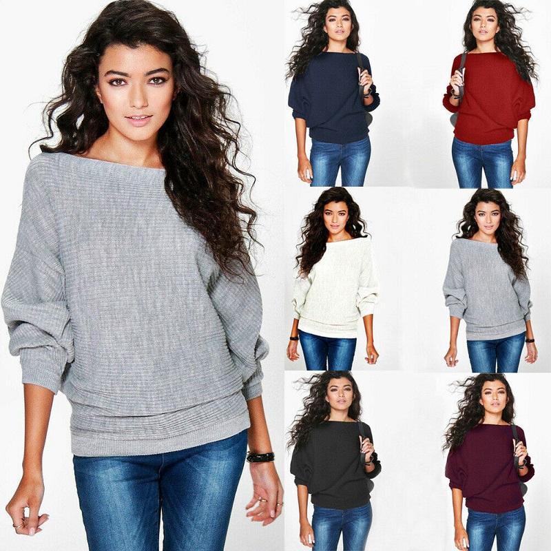 Sleeve Womens Long Baggy Ladies Pullover Top Knitted Oversized Sweater Jumper