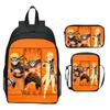 Set Zaino Anime Naruto 3 Pezzi Zaino Scuola Elementare Cartone Animato Stampato Leggero Multitasche