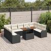 Ensemble de canapé de jardin 10 pièces avec coussins noir poly rotin, Canapé de jardin 2 places avec rangement et coussins 3358238