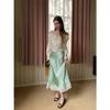 Interpret Beauty Elegant French Satin Midi Skirt for Women - Spring 2025 Collection C3582