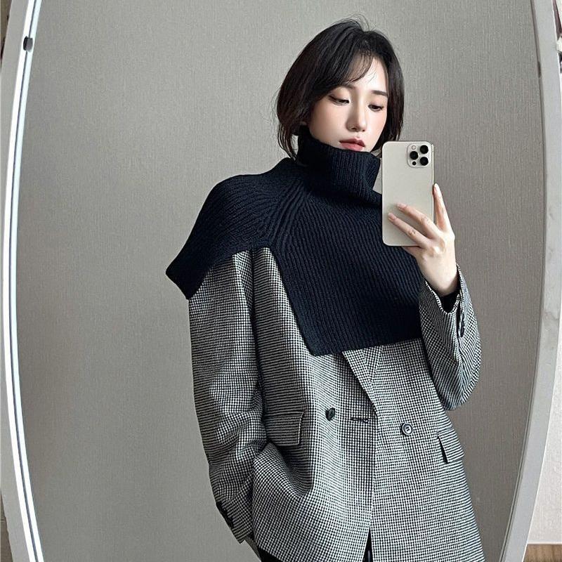 Pullover Scarf Knitted Shawl Winter Scarf False Collar Coat Bib Warm Scarf Turtleneck Slit Jumper Shawl Clothes Accessories