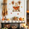 Decorative Cabinet Door Stickers Thanksgiving Fall Wall Stickers, Cute Cartoon Rabbit Squirrel Pumpkin Maple Leaf Decals Environmentally Friendly Art