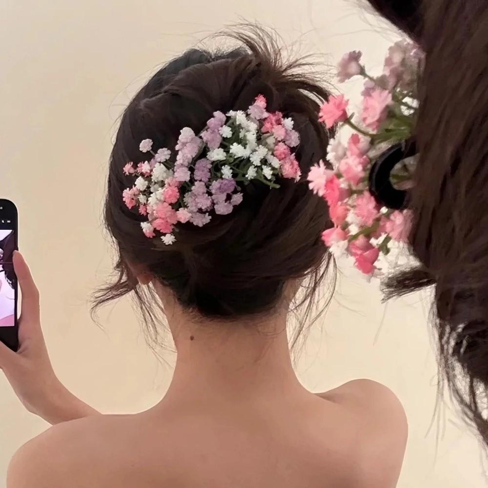 Fairy Starry Sky Flower Hiar Clip Sweet Bride Hair Accessories Vintage Thai Banana Clip Female
