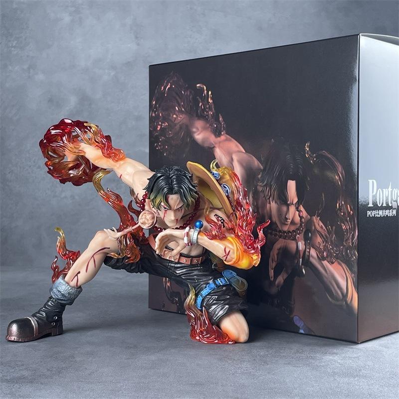 

Battle Damaged Ace One Piece Anime Figure Model Display PT Flame Emperor Fire Punch Ace Collectible Toy Action Figure
