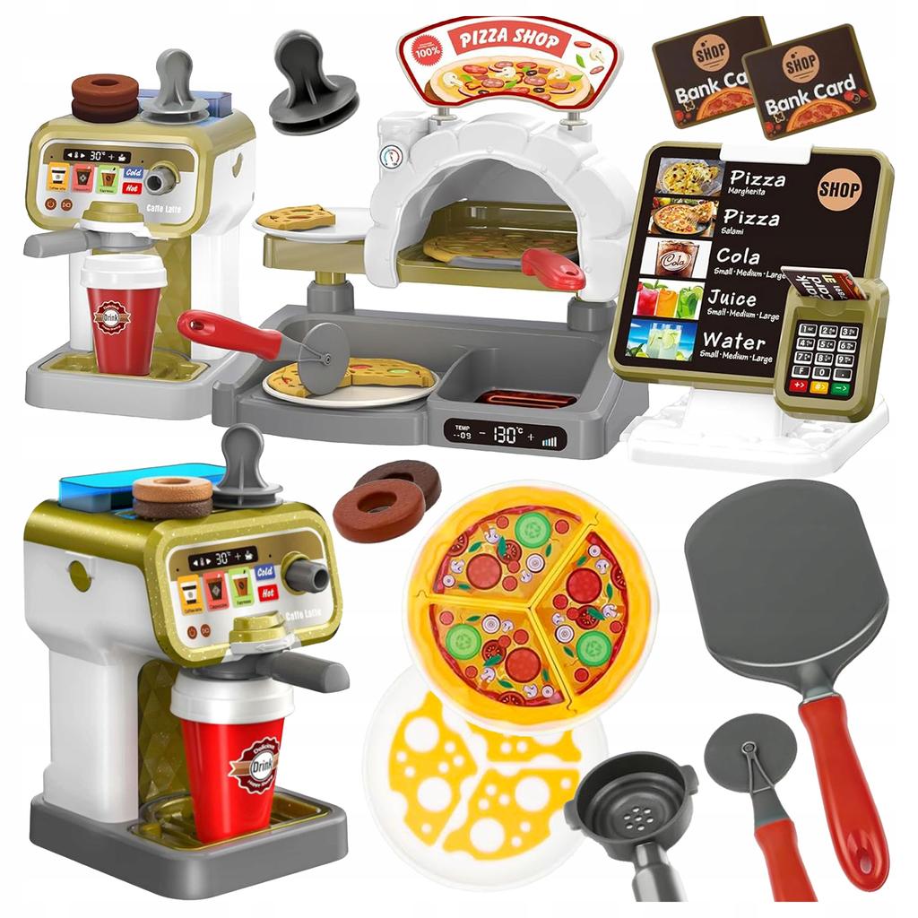 [PACZB] Interactive Pizzeria Coffee Machine Cash Register + Accessories Z3145