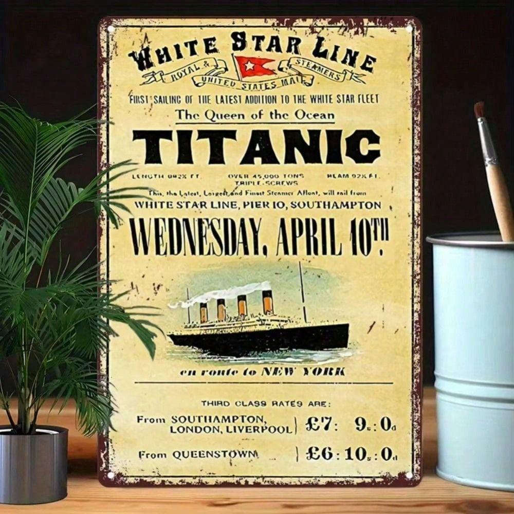 Vintage Titanic Metal Poster, Wall Decor for Bar