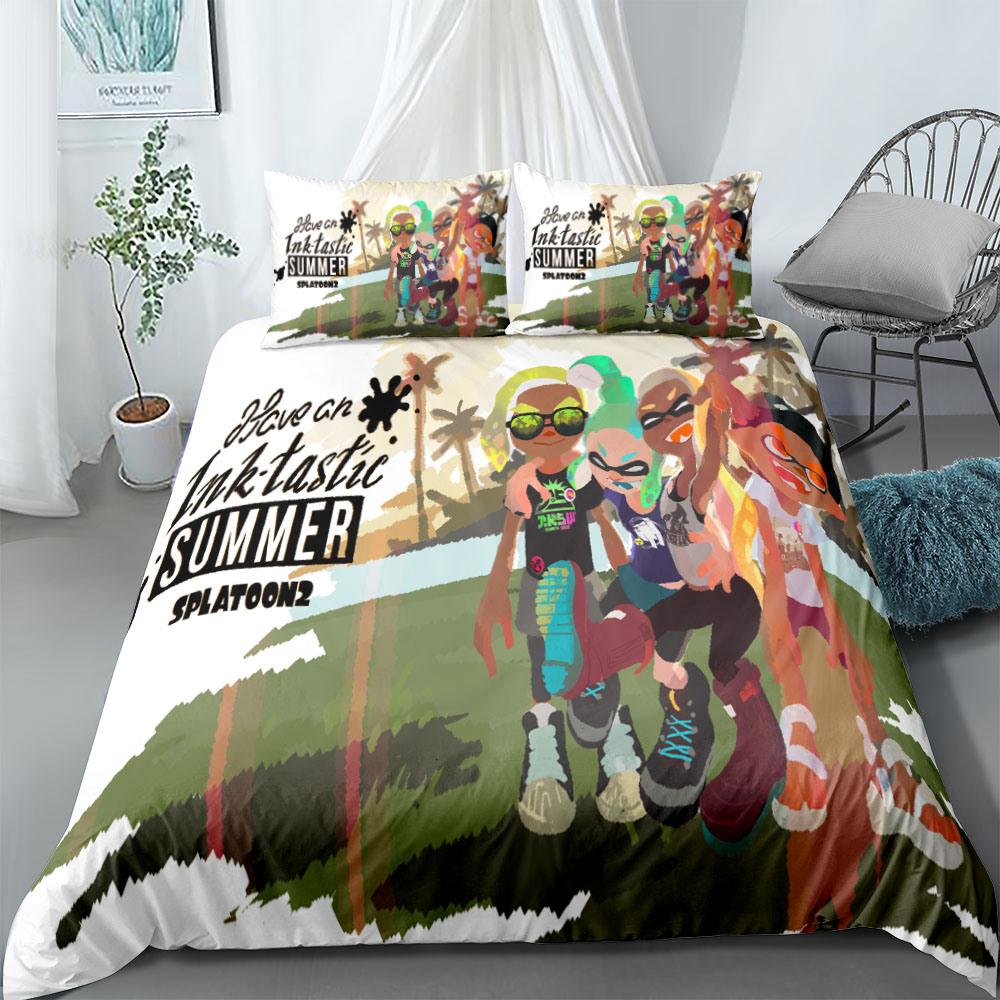 Switch Game Bedding Set King Queen Full Twin Double Single Size splatoon Duvet Cover Set