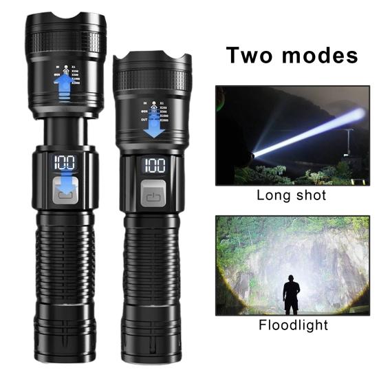Portable Flashlight Super Bright High Lumens Rechargeable Waterproof LED Flashlight Telescopic Zoom Camping Torchlight