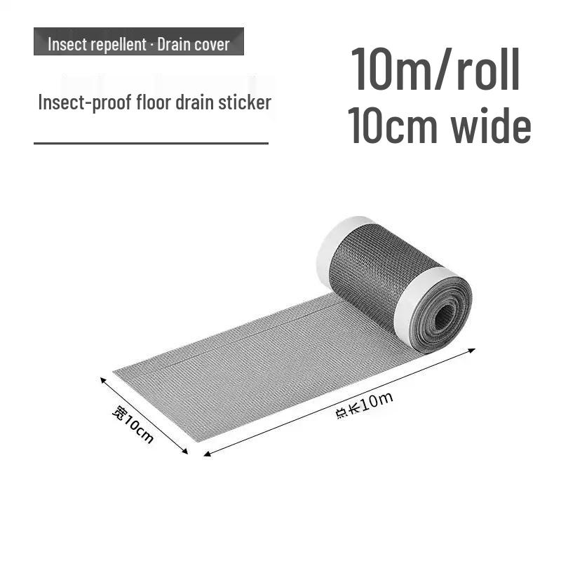 Self-Adhesive Cuttable Floor Drain Filter: Rectangular Hair Clog Prevention & Insect-Proof Sticker for Bathroom.