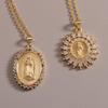 European & American Women's Virgin Mary Pendant Necklace with Zircon