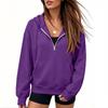 Women's Half Zip Hoodie Long Sleeve Color Thick Lined Sweatshirt for Fall